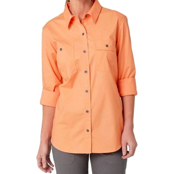 Wrangler RIGGS NWT Workwear Women's Vented Weather Anything Button Up Orange Med - Picture 1 of 15
